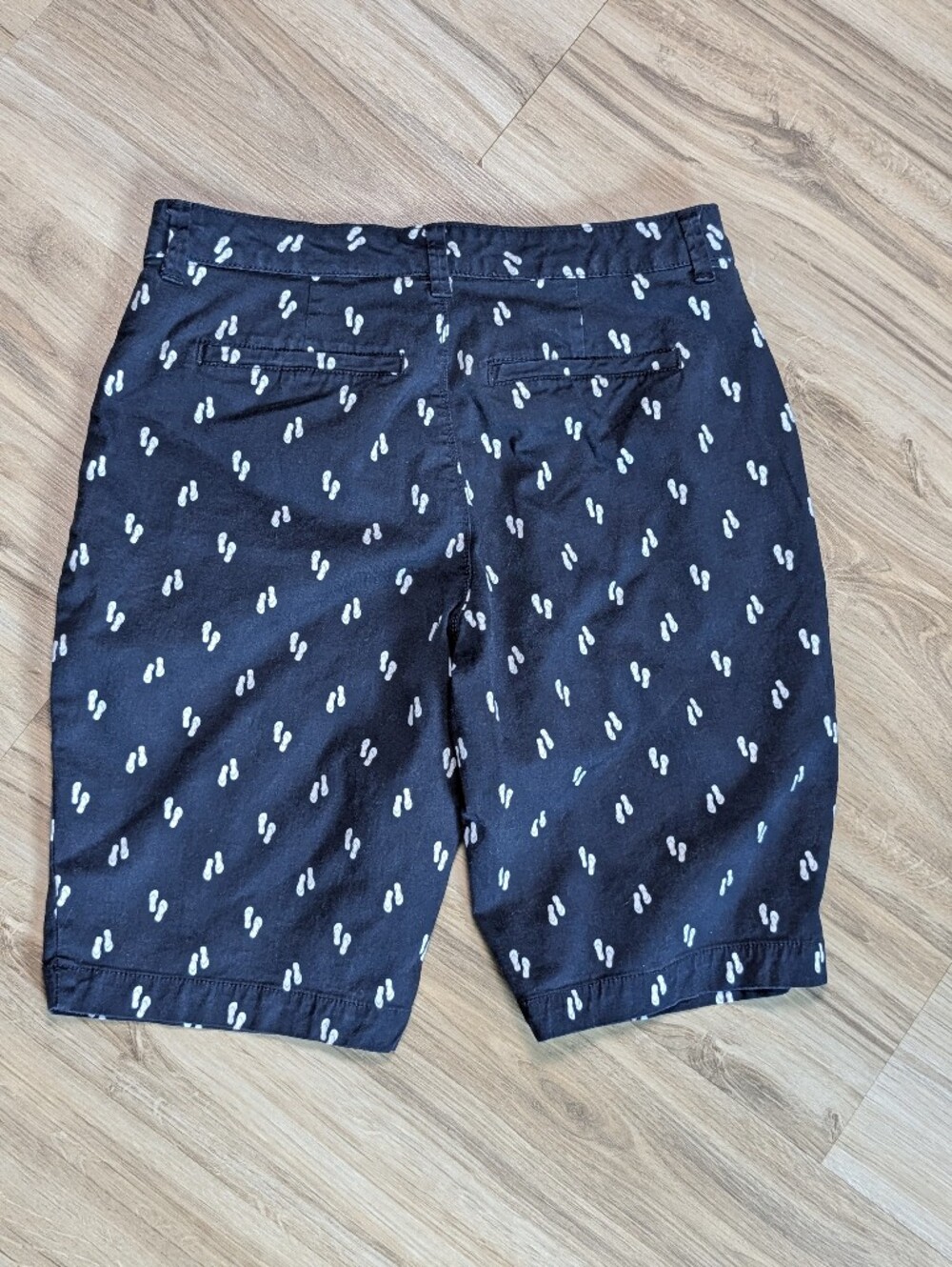 Gloria Vanderbilt' Cotton Blend Navy Shorts/Flip Flops Women's Size 6 - Picture 3 of 9